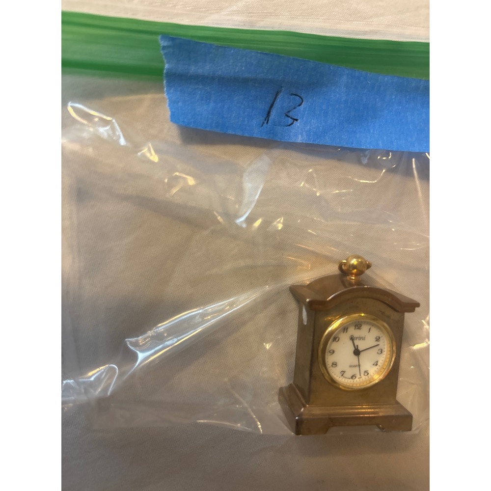 Rerini Miniature Mantle Clock Unisex OS Gold Good Quartz Analog Desk untested - Picture 10 of 10
